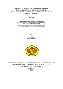 PENGUATAN FUNGSI KOORDINASI DALAM PENANGGULANGAN BENCANA DAERAH PADA ...